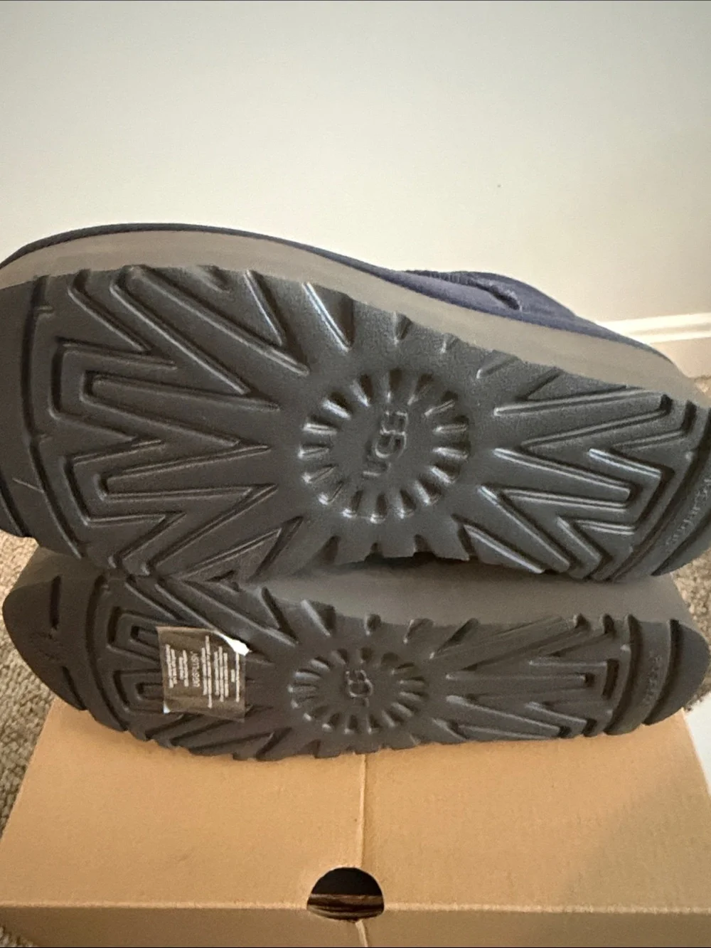 UGG Short Platform Sheepskin Boots in Navy Blue